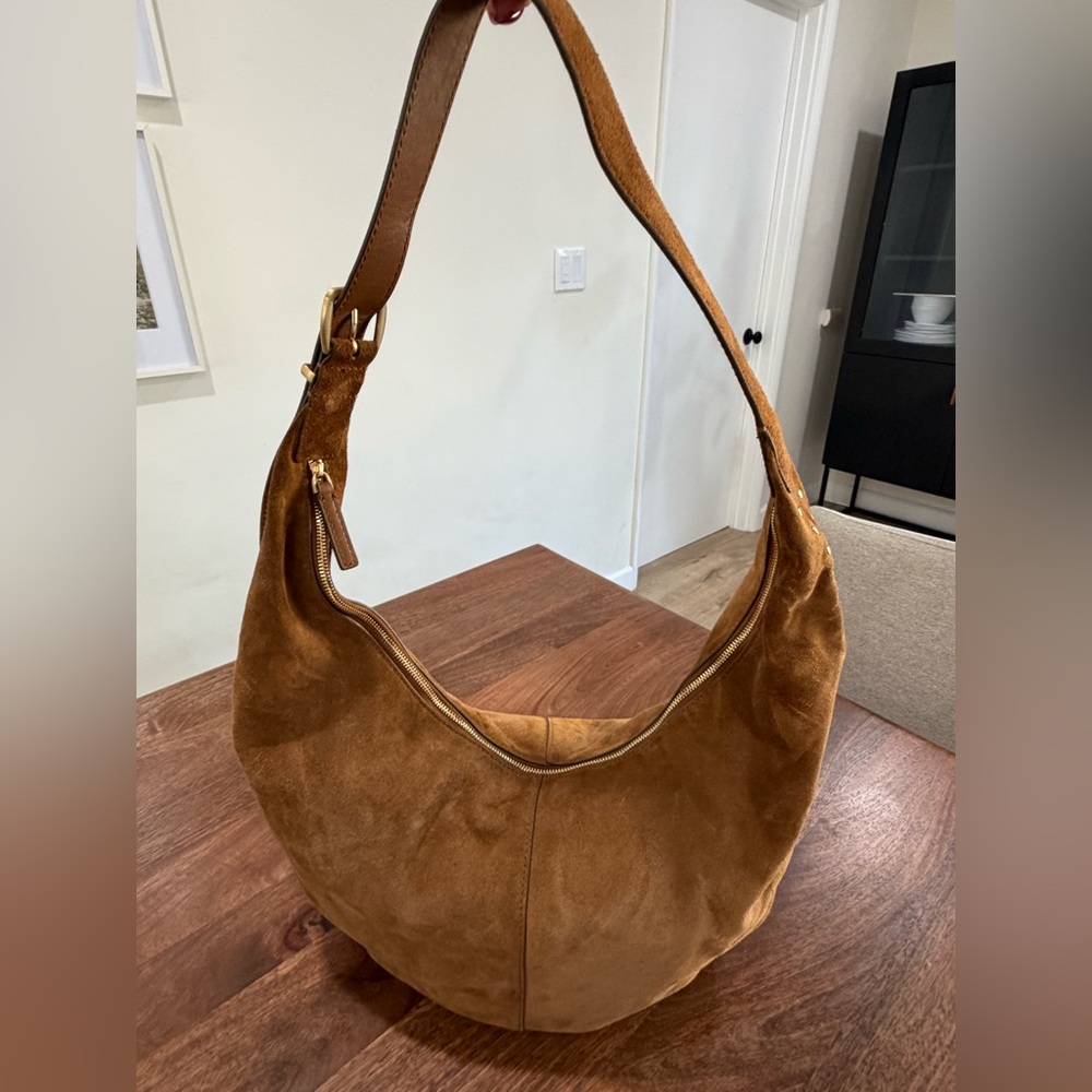 Madewell The Essential Curve Hobo Bag - Tan Suede - EUC
